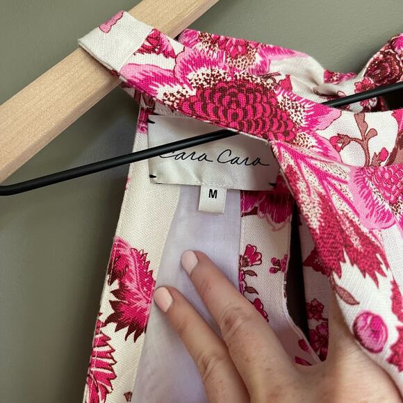 CARA CARA Savannah Cutout Floral-print Linen Mini Dress In Pink Size Medium - Picture 15 of 16